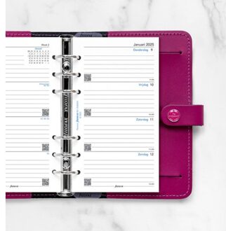 Filofax agendavulling 2025, formaat personal, 1 week per 2 pagina's gelinieerd, kleur wit