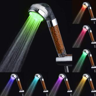 Filter Douchekop Led Saving Water 3 Kleuren Verlichting Veranderende Hoge Druk Automatische Ionische Neerslag Badkamer Douche Kop 7 kleuren