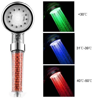 Filter Douchekop Led Saving Water 3 Kleuren Verlichting Veranderende Hoge Druk Automatische Ionische Neerslag Badkamer Douche Kop Temperature controle