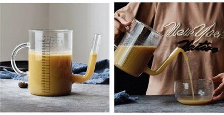 Filter Olie Glas Ketel Met Schaal Hittebestendig Koud Water Ketel Huishoudelijke Glas Sap Pot Eenvoudige Koud Water Container (500Ml 10.5x22x15cm