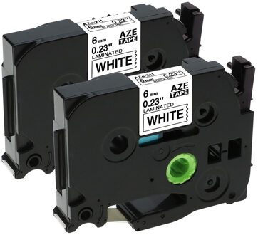 Fimax 2 Packs Compatibel voor Brother P-touch Label Tape TZe-211 Tze211 Zwart op Wit voor Brother P- touch Label Printer Tze Tape