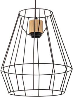 Finan hanglamp, 1-lamp, Ø 31cm zwart, licht hout