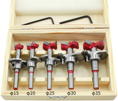Findamaze 5Pcs Forstner Boor Set 15 20 25 30 35mm Hout Vijzel Cutter Inbussleutel Houtbewerking Gat saw Voor Power Tools