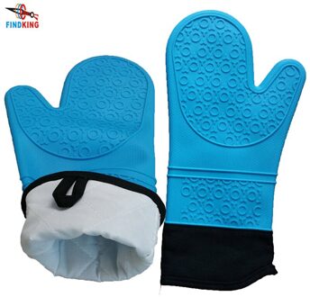 Findking 1 Pcs Siliconen Ovenwant, Ideaal Bescherming Met Extra Lange Dikke Gewatteerde Katoenen Voering, Siliconen Bbq Handschoen
