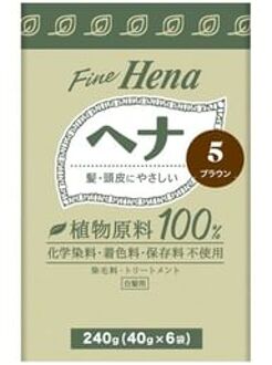 Fine Hena Color Hair Dye 5 Brown 40g x 6
