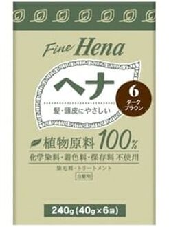 Fine Hena Color Hair Dye 6 Dark Brown 40g x 6