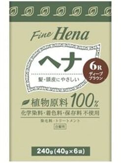 Fine Hena Color Hair Dye 6R Deep Brown 40g x 6