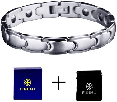 FINE4U B505 Magnetische Armband Voor Mannen Vrouwen Rvs Magneet Therapie Armbanden Voor Artritis Pijn Gezondheid Steel3 10mm