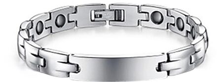 FINE4U B512 Gepolijst Magnetische Therapie Armbanden Voor Vrouw Mannen Germanium Energie Hologram Armbanden Steel1 6mm