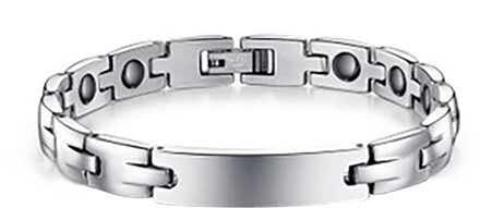 FINE4U B512 Gepolijst Magnetische Therapie Armbanden Voor Vrouw Mannen Germanium Energie Hologram Armbanden Steel1 8.5mm