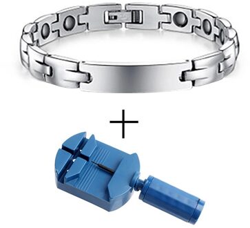 FINE4U B512 Gepolijst Magnetische Therapie Armbanden Voor Vrouw Mannen Germanium Energie Hologram Armbanden Steel2 8.5mm