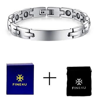 FINE4U B512 Gepolijst Magnetische Therapie Armbanden Voor Vrouw Mannen Germanium Energie Hologram Armbanden Steel3 6mm