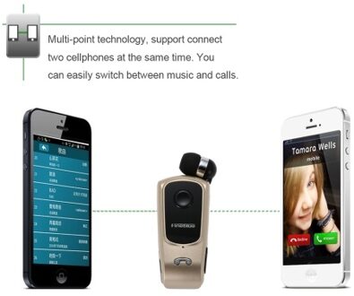 Fineblue F920 Bluetooth Stereo Headset Wireless Bluetooth 4.0 Hands-free Earphone Vibrating Alert Multi-connection Headphone Cable Retractable with Clip Black for iPhone 6S 6 6 Plus Samsung S6 S5 Note 4 HTC Tablet PC Laptop and Other Bluetooth-enabled Dev