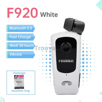Fineblue F920 Draadloze Bluetooth Headset Hoofdtelefoon in Lotus Oortelefoon met Clip Handsfree Intrekbare Koptelefoon F520 F580 K55 K65 Zilver