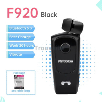 Fineblue F920 Draadloze Bluetooth Headset Hoofdtelefoon in Lotus Oortelefoon met Clip Handsfree Intrekbare Koptelefoon F520 F580 K55 K65 zwart