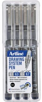 Fineliner Artline set met 0.1-0.3-0.5-0.7mm zwart