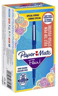 Fineliner Paper Mate Flair 0.7mm valuepack a 36 stuks blauw