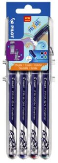 Fineliner Pilot Frixion 0,45mm etui a 4 stuks assorti Zwart