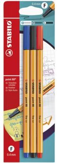 Fineliner STABILO Point 88 blister a 3 kleuren