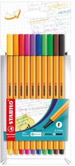 Fineliner STABILO point 88 etui a 10 kleuren