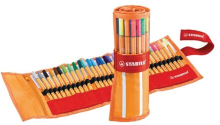 Fineliner STABILO point 88 rollerset oranje/rood a 30 kleuren