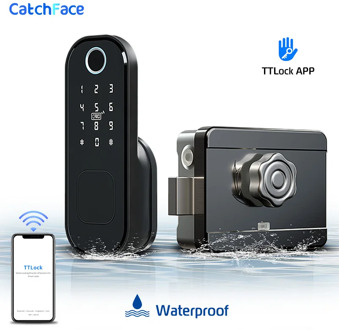 Fingerprint Door Lock Waterproof Outdoor Gate Bluetooth Lock TT Lock App Passcode Rfid Card Keyless Front Electronic Lock