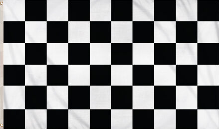 Finish vlag zwart wit met ophangringen 90 x 150 cm Multi