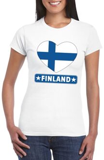 Finland t-shirt met finse vlag in hart wit dames s