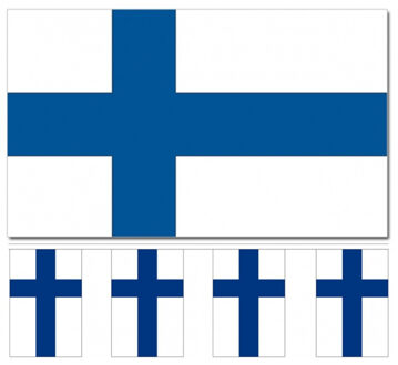 Finland versiering/feestartikelen set - vlag 90 x 150 cm - vlaggenlijn van 300 cm - landen
