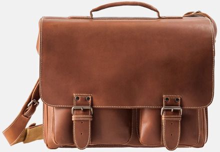 Finn Hunter big laptoptas vintage tan Cognac