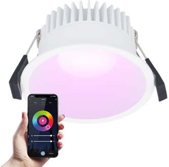 Finn Smart LED inbouwspot - 10 Watt - Plafondspot - RGBWW - WiFi + Bluetooth - 630 Lumen - Binnen & buiten - Verzonken spot - Amazon Alexa + Google Assist - Wit