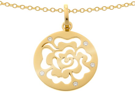 'Fiore' Dames 925 Sterling Zilveren Set: Ketting-Hanger + Oorbellen - Gouden SET-7079/2