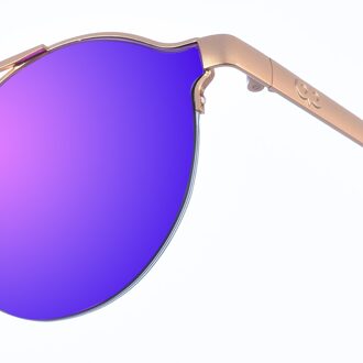 FIOROTTO unisex metalen zonnebril, ronde vorm - maat Paars