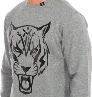 FIPSG604 heren sweatshirt met lange mouwen en ronde hals Grijs