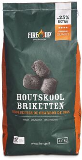 Fire-Up houtskool briketten - 1x zak met 5 kilo - BBQ/Barbeque artikelen - Briketten