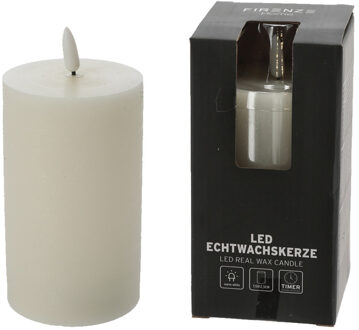 Firenze Home LED kaars - creme wit - D7,5 x H12,5 cm - met timer - stompkaarsen