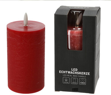 Firenze Home LED kaars/stompkaars - rood - D7,5 x H12,5 cm - LED kaarsen