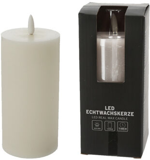 Firenze LED kaars/stompkaars - creme wit - D7,5 x H15 cm - flikkerend licht