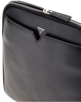 Firenze Leren Schoudertas - Zwart Guess , Black , Heren - ONE Size