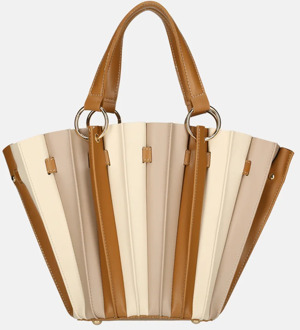 Firenze plissé handtas M brown/beige/taupe Bruin - No Size