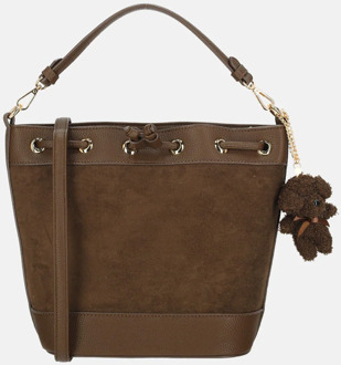 Firenze Reticule buideltas suedine coffee Donkerbruin