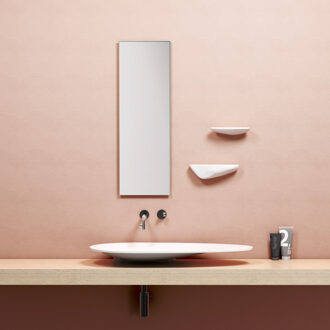 First wastafel B84xH11xD46cm 3 voorbewerkte kraangaten aluite