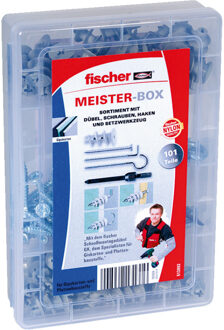 Fischer 513892 Meister-Box with GK dowels, screws, Angle, and round hooks Content 101 Parts