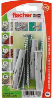 Fischer FU 10 x 60 SK Universele pluggen 60 mm 10 mm 53308 4 stuk(s)
