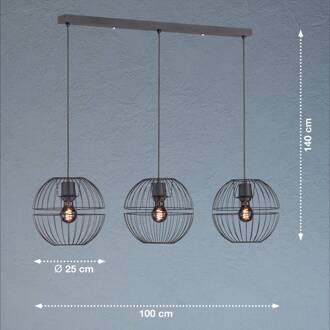 Fischer & Honsel Hanglamp Drops Zwart 3xe27 40w