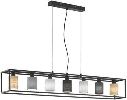 Fischer & Honsel Hanglamp Iska Zwart Multi 7xe14