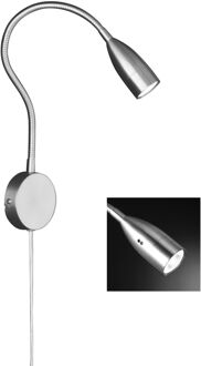 Fischer & Honsel Wandlamp Led Met Sensor Sten Metaal Nikkel Geborsteld 5w