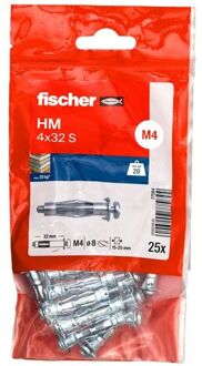 Fischer Metalen Hollewandplug + Metrische Schroef Hm 4x32 S 25 St.