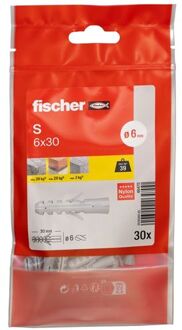 Fischer Nylon Plug S 6x30 Volle Wand 30 St.