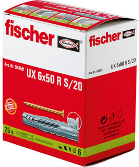 Fischer Universeel Plug/Schroef U x 6 x 50 RS/20 - 25 Stuks